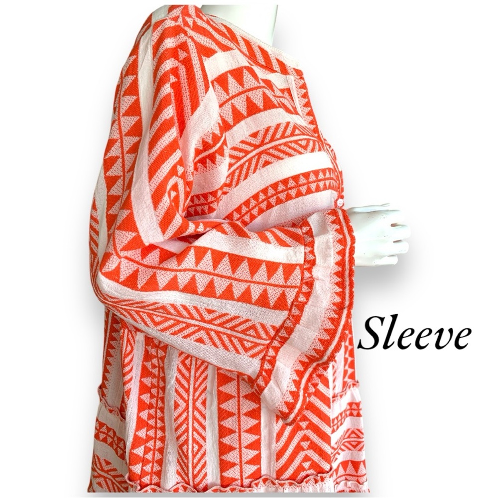 Simply Be Orange White Geo Striped Jacquard Cotton Mini Tunic Dress Women Sz 24 View 6